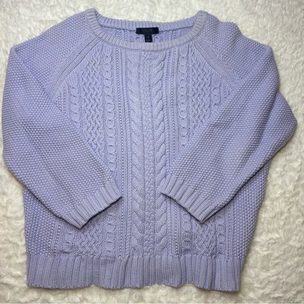 J. Crew Light Purple Cable Knit Women's Sweater
